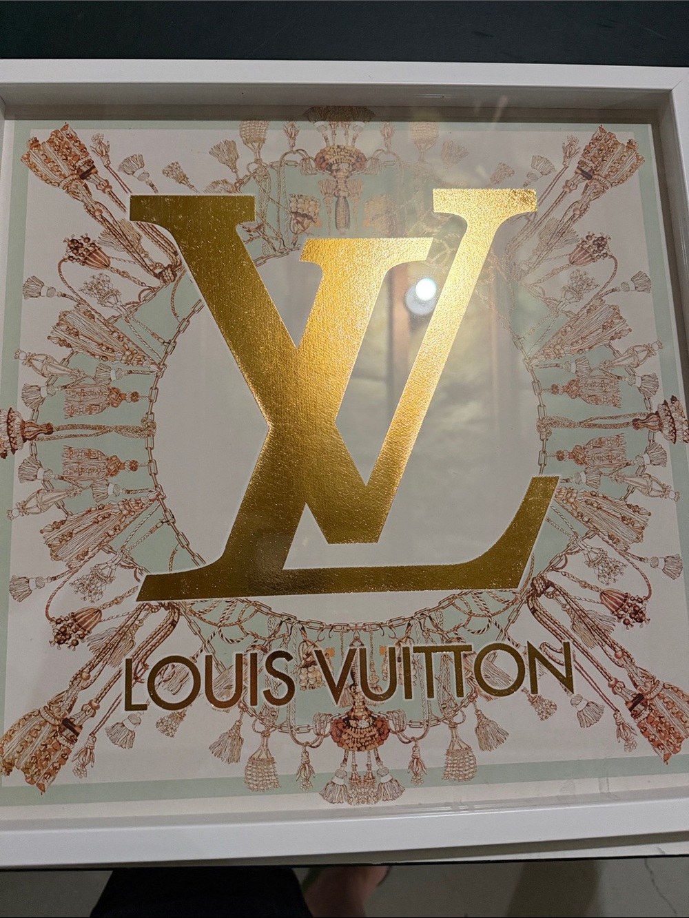 Louis Vuitton Metallic Gold Monogram Framed Art